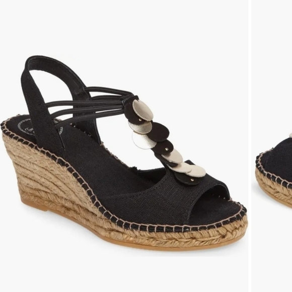 TONI PONS ORIGINAL Sitges Espadrille Sandal in Black Fabric, sz 9 / 40 - Picture 1 of 16